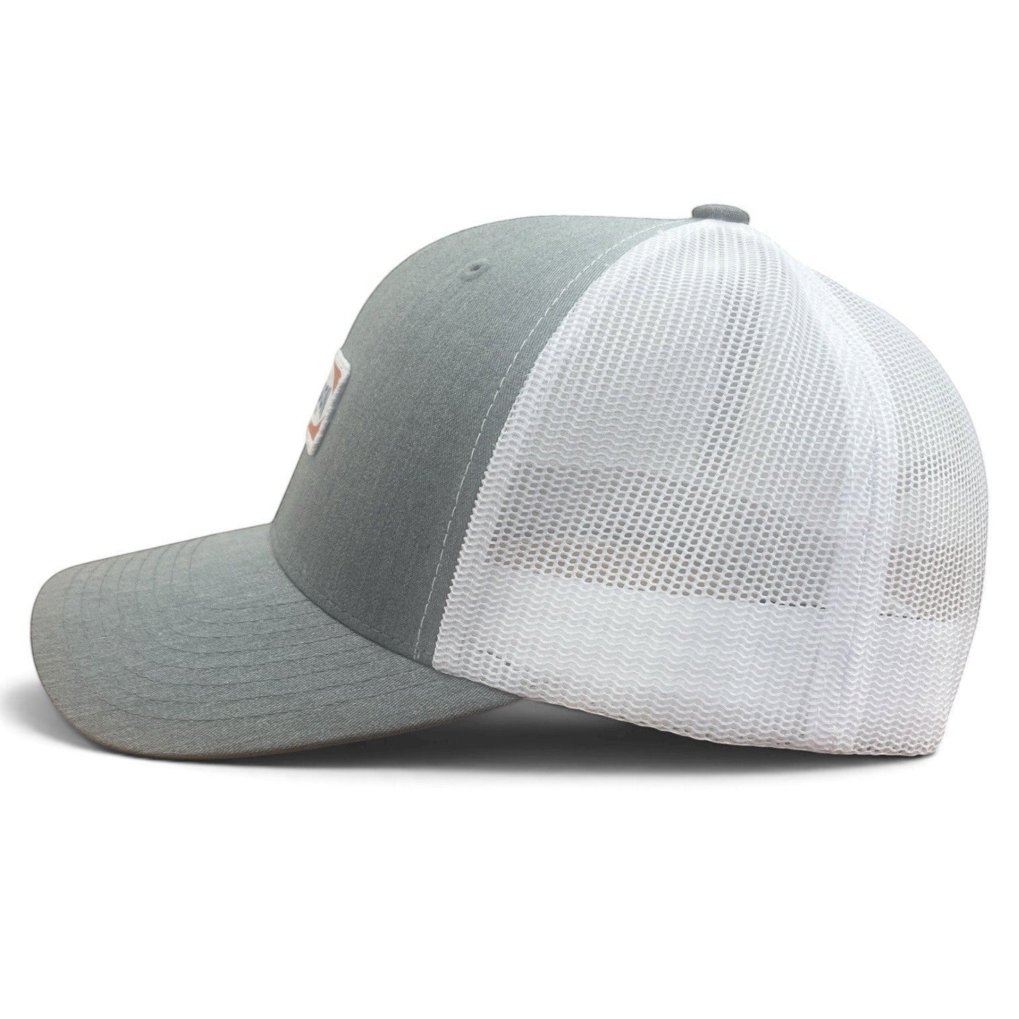 Lowkey Local Mill Valley trucker hat in heather gray with a white mesh back and adjustable snapback closure